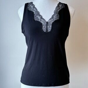 Lauren Ralph Lauren Camisole Medium Black Lace Cotton Casual